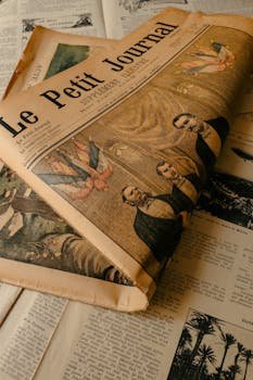 A vintage edition of 'Le Petit Journal' with historical illustrations, showcasing classic French art and culture.